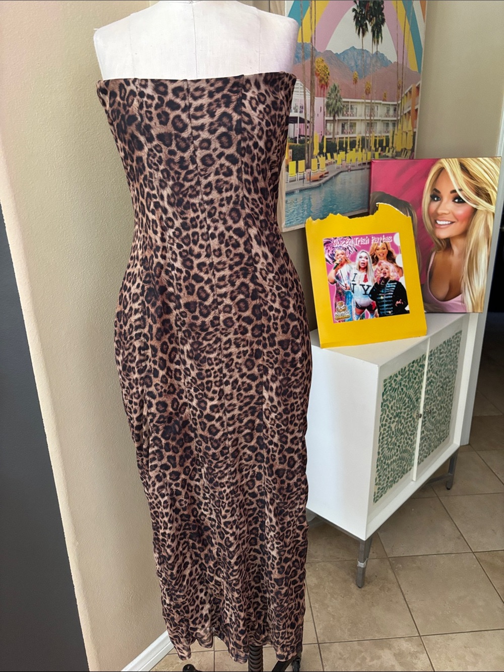 Fashion Nova Animal Print Strapless Lined Dress